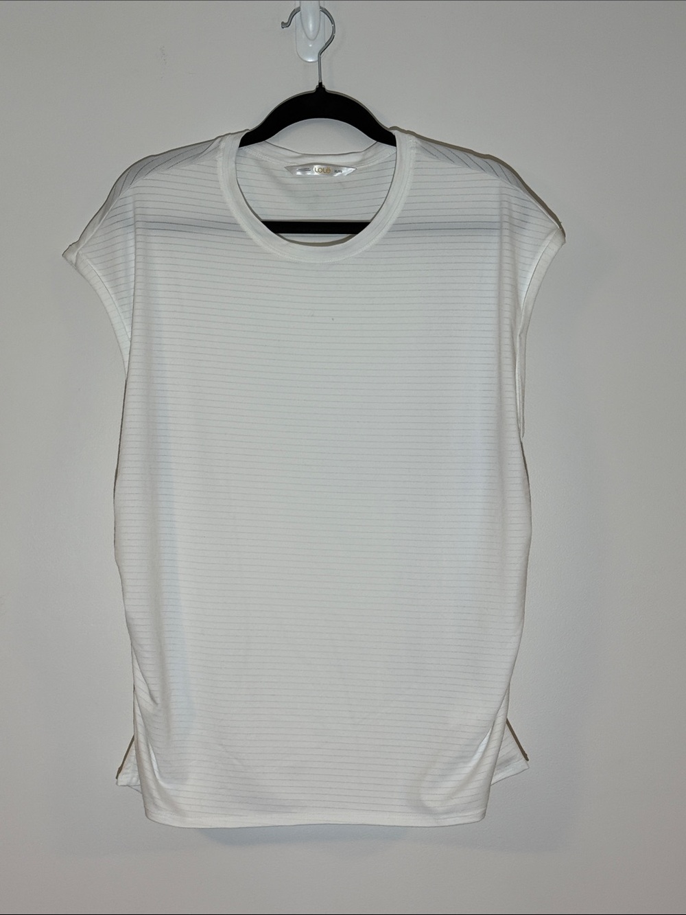 Lole White Ribbed Cap-Sleeve Tee